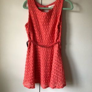 Coral dress with belt